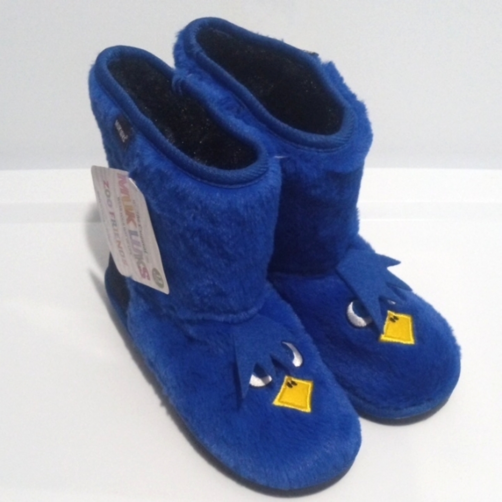 MUK LUKS ZOO FRIENDS FUZZY BLUE BIRD KIDS SLIPPERS SIZE 13 NWT